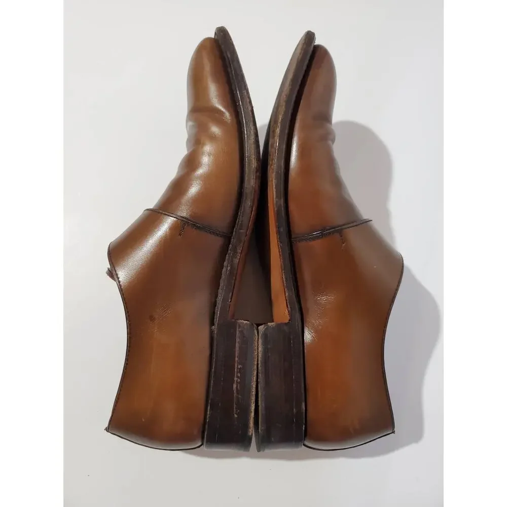 Moreschi Monk Strap Buckle Brown Leather Oxford Loafer Dress Shoes Mens Size 8